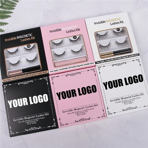 High quality customized eyelash packaging magnetic eyelashes with eyeliner handmade magnetic false eyelashes  