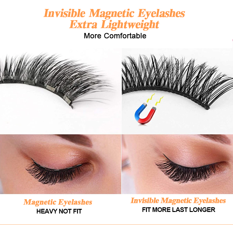 High quality customized eyelash packaging magnetic eyelashes with eyeliner handmade magnetic false eyelashes  