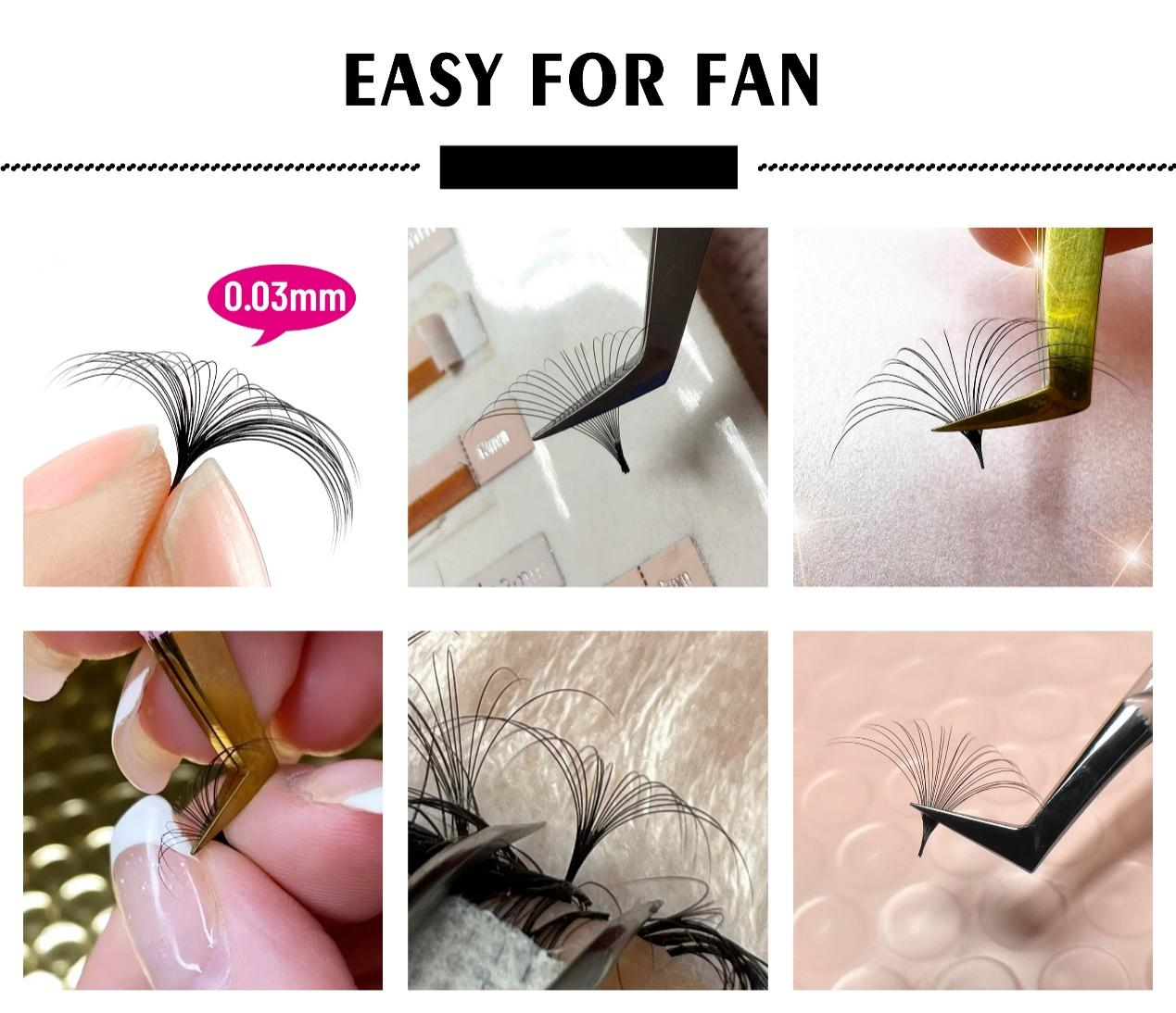 Pecamei Lash Extension Easy Fan Volume Lashes .03 .05 .07 .10 Easy Fan Lashes 9 to 25 mm Fast Blooming Lashes Extended Blooming Thick Lashes Mixing Tray (D-0.07,9-16mix)  