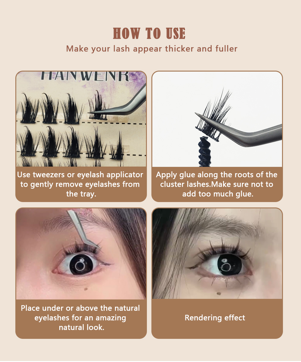 Pecamei Cluster Lashes Wispy Eyelash Extender 3D Flat DIY Flat Eyelash Cluster Single artificial mink Eyelash False Eyelash  