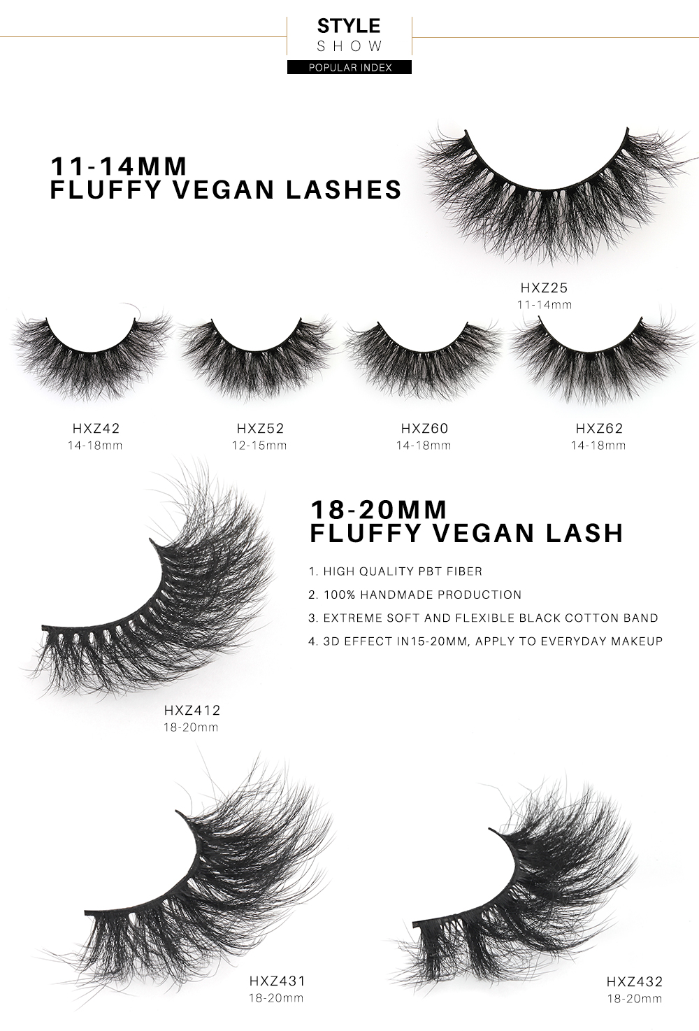 Pecamei Eyelashes Fluffy Artificial Mink Eyelashes Natural Look 10 pairs Asian False Eyelashes Set Looks like a single cluster (6D75)  