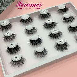 Pecamei Luxury Full Eyelash Strip Lashes Customized Natural Long Mink Bulk Wholesale Human Hair Wimpern Lash False Eyelashes  