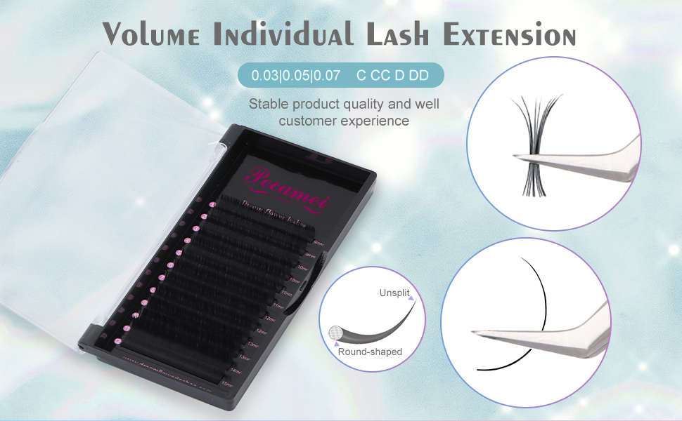 Pecamei Lash Extension Volume Lashes Extension 0.03 DD Curl 15-20mm Mixed Tray Individual lash Extensions Classic Lash Extensions Soft Matte Black Single Eyelashes Professional Salon Use  