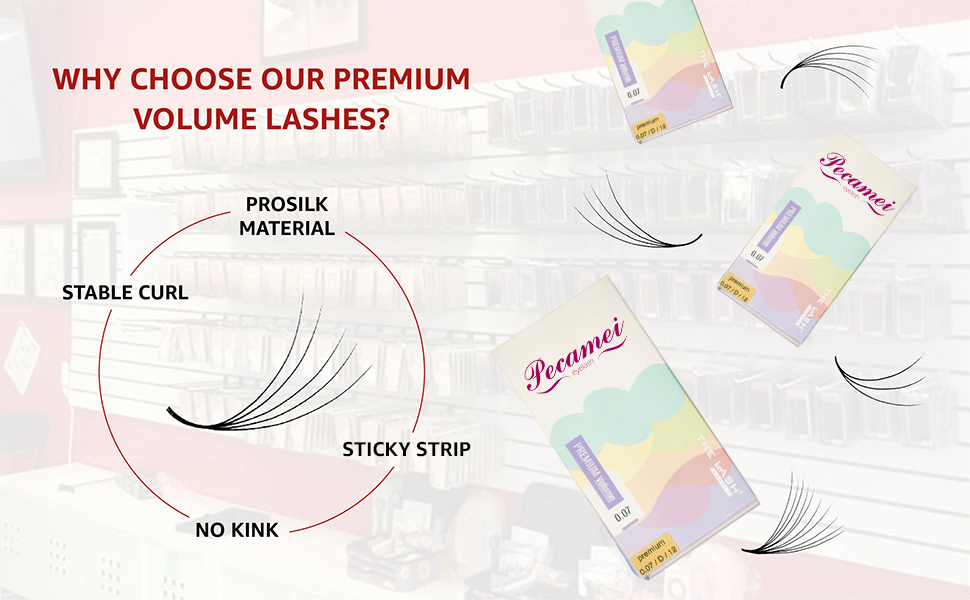 Pecamei PREMIUM - Volume Eyelash Extension 0.03, 0.05, 0.07 Thickness - C/CC/D Curl Mix Length & 9mm to 20mm , Lashes Extensions Professional Supplies - Highest Material (Ultra Soft & Lightweight)  