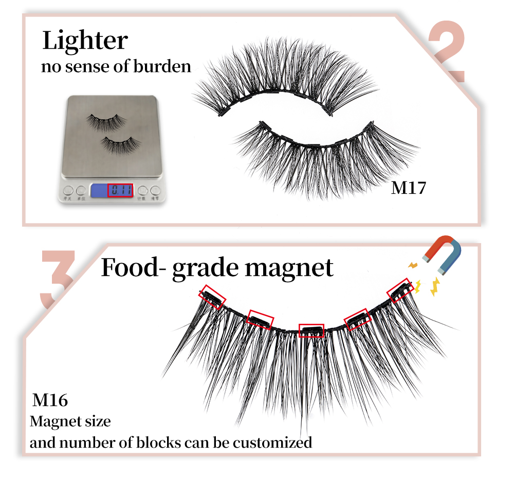 Pecamei New Best Waterproof eye lash Magnetic lashes Liquid Eyeliner Eyelash 3d magnet false eyelash  